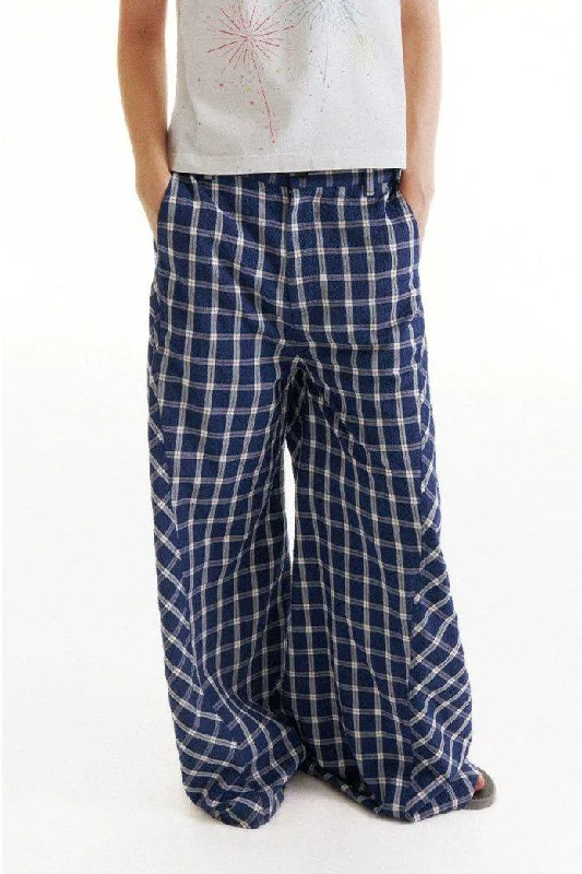 Oversized Fit Plaid Pattern Pants