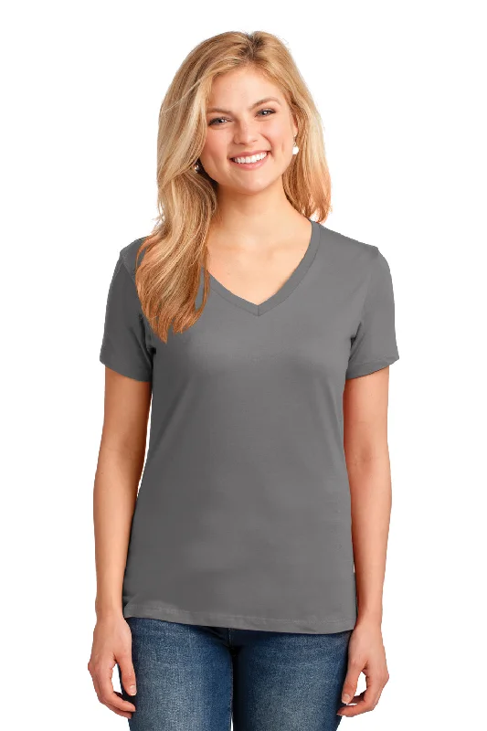 Port & Company Womens Core Short Sleeve V-Neck T-Shirt - Medium Grey