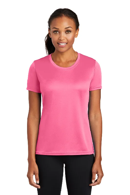 Port & Company Womens Dry Zone Performance Moisture Wicking Short Sleeve Crewneck T-Shirt - Neon Pink