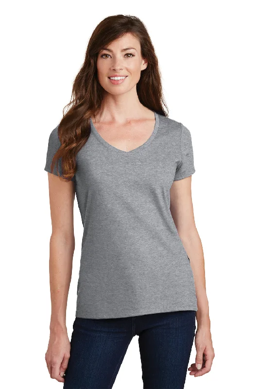 Port & Company Womens Fan Favorite Short Sleeve V-Neck T-Shirt - Heather Grey