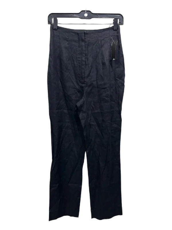 Reformation Size 0 Black Linen Zip Fly Darted Pants