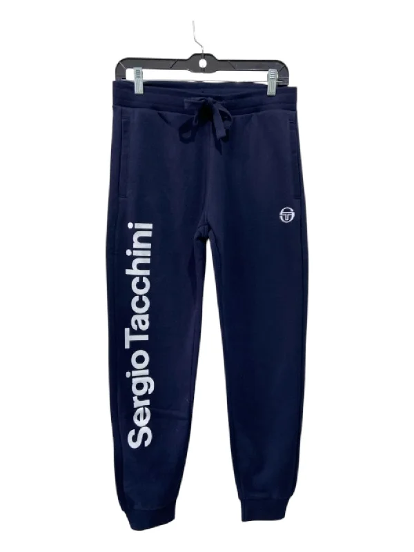 Sergio Tacchini Size M Navy Blue & White Cotton & Polyester Jogger Pants