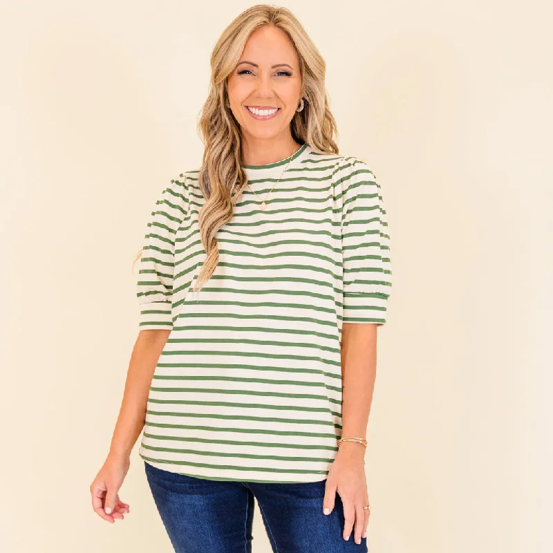 Signature Stripes Top, Green-White