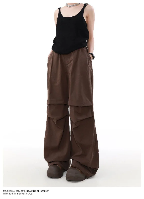 Slant Pocket Pleated Parachute Pants