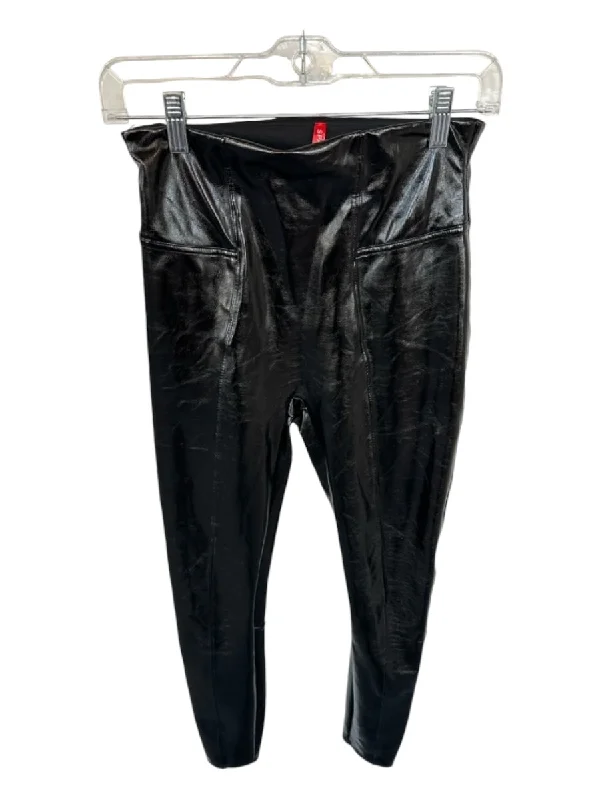 Spanx Size S Black Faux Patent Leather High Waist Pants