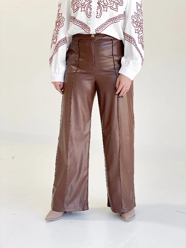 Speak-Easy Leather Trousers - Brown