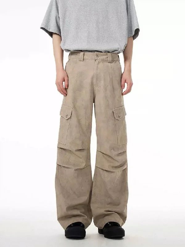 Suede Textured Cargo Pants