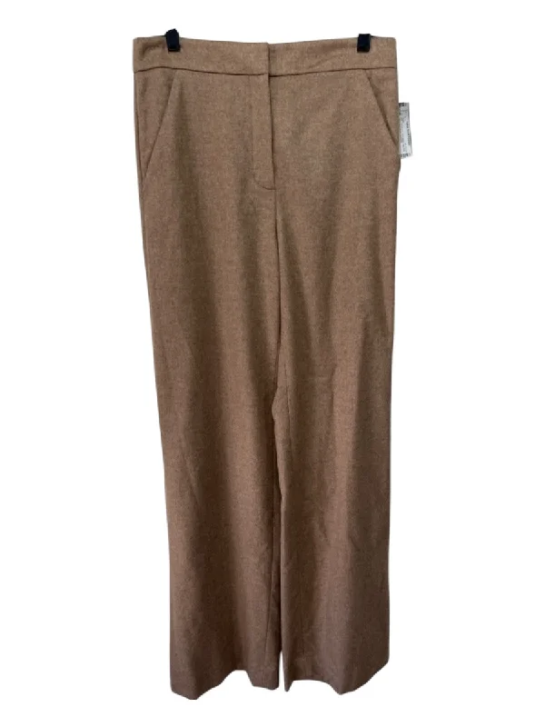 Veronica Beard Size 8 Tan Brown Wool Blend High Rise Wide Leg Trouser Pants