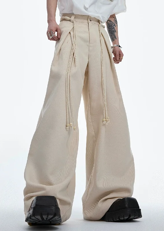 Waist Rope Pleated Loose Pants