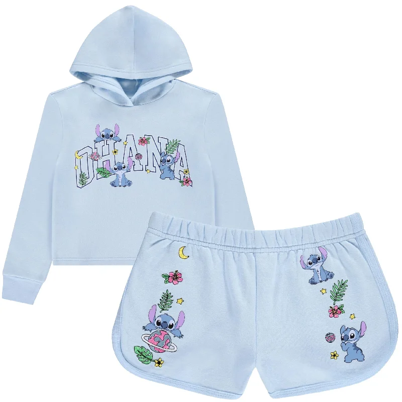 Disney Girls Lilo & Stitch Cosplay Hoodie Set - Stitch Costume Hoodie and Shorts Set -Little and Big Girl Sizes 4-16