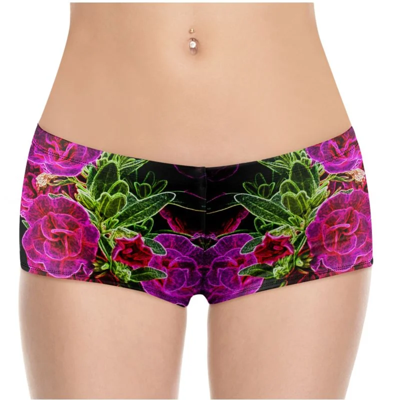 Floral Embosses: Roses 02-01 Designer Hot Pants