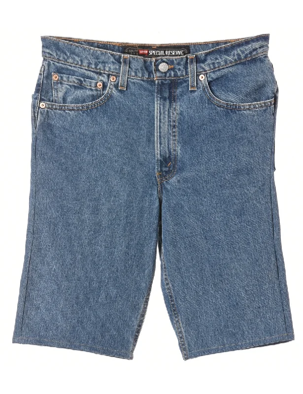 Label Hemmed Denim Shorts