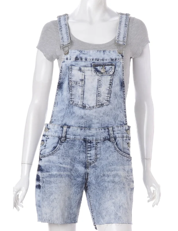 Label Jackie Cropped Denim Dungarees